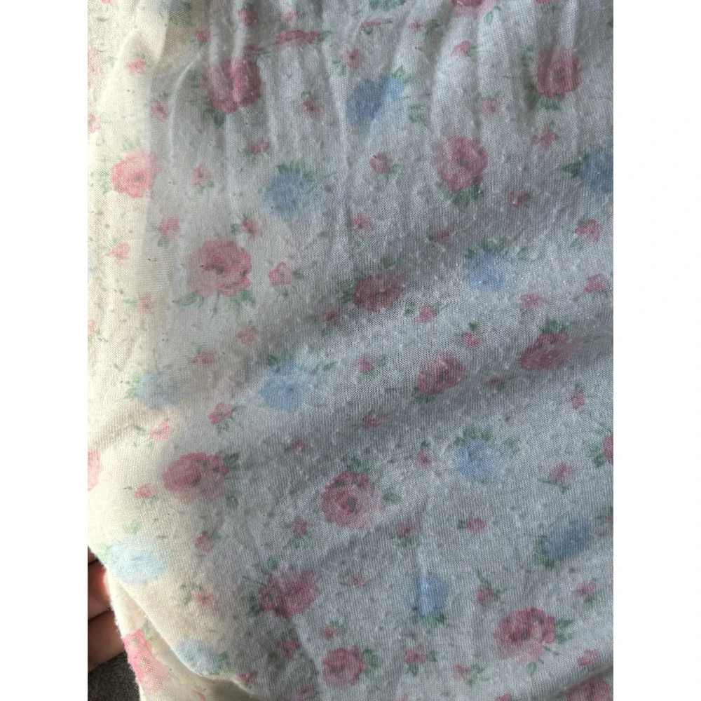 Vintage Miss‎ Elaine Nightgown Floral Lace Cotton Balloon Sleeve Large Flawed